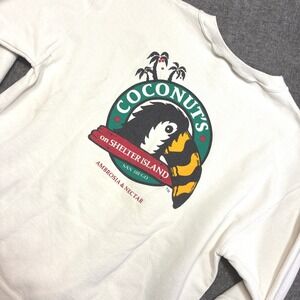 Signal Coconuts on Shelter Island Sweatshirt Mens Large White Vintage Graphic